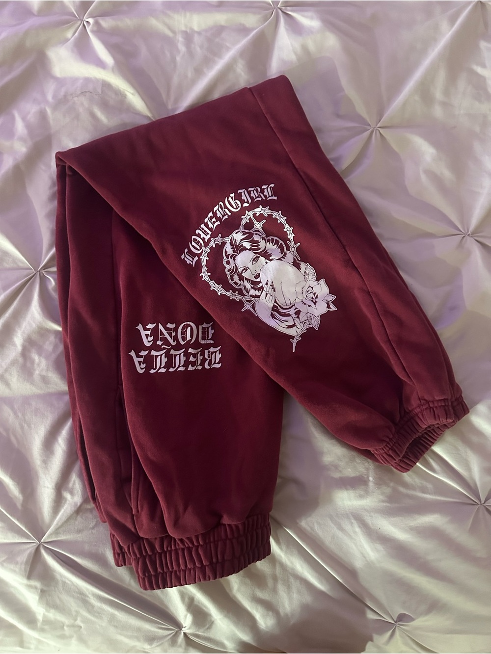 bella dona sweatpants -lover girl print size m